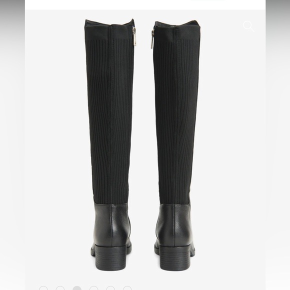 Kenneth Cole Levon Leather & Rib Knit Knee Boots - Picture 8 of 8